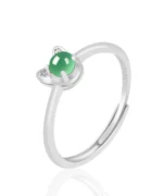 Jade Cat Cabochon S925 Open Ring