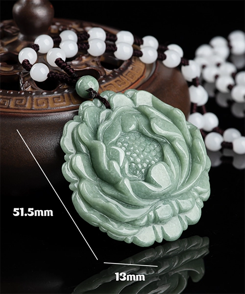 Peony Flower Natural Jade Pendant