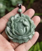 Peony Flower Natural Jade Pendant