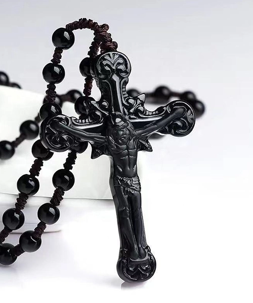 Jesus Christ Cross Natural Jade Pendant
