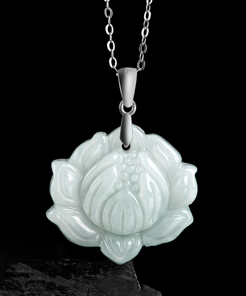 S925 Lotus Flower Jade Pendant