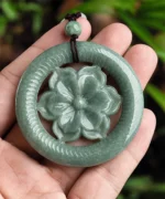 Peony Flower Natural Jade Pendant