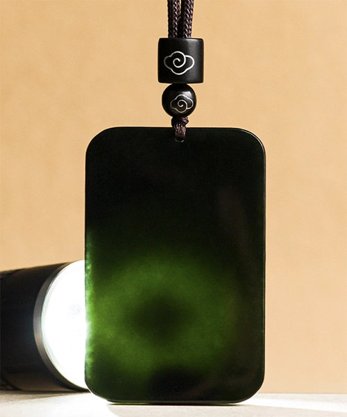 Simple Flat Black Natural Jade Pendant