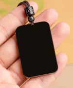 Simple Flat Black Natural Jade Pendant