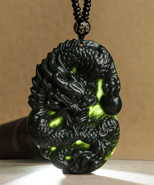 Zodiac Dragon Natural Jade Pendant
