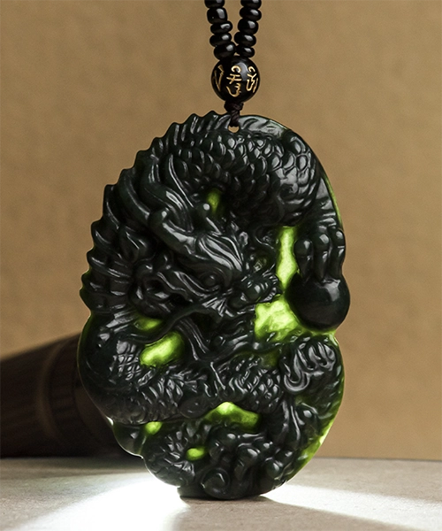 Zodiac Dragon Natural Jade Pendant - Image 4