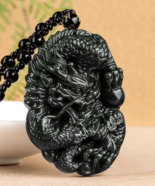 Zodiac Dragon Natural Jade Pendant