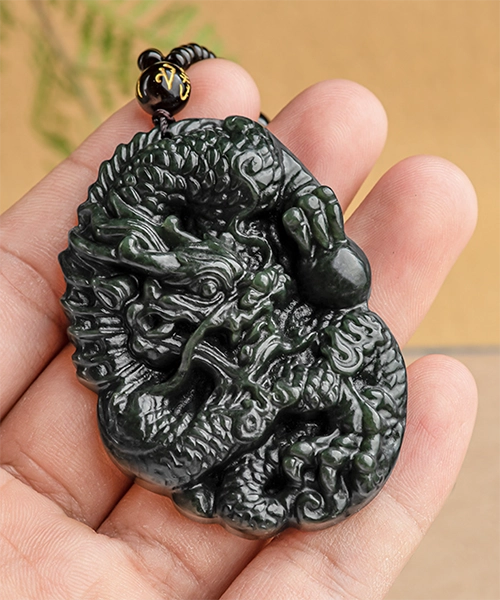 Zodiac Dragon Natural Jade Pendant