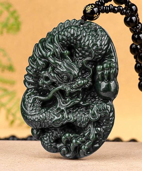 Zodiac Dragon Natural Jade Pendant - Image 3