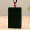 Simple Flat Black Natural Jade Pendant