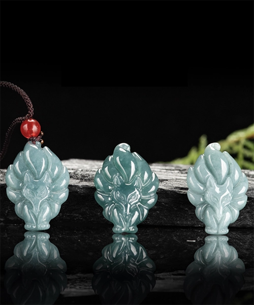 Nine Tailed Fox Natural Jade Pendant - Image 5