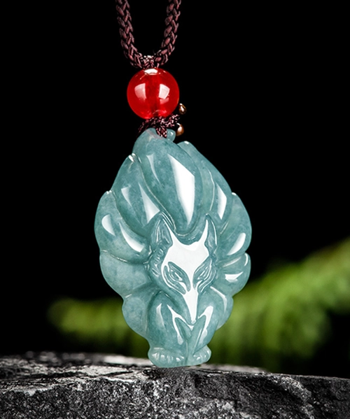 Nine Tailed Fox Natural Jade Pendant - Image 2