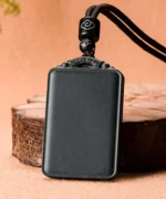 Simple Flat Black Natural Jade Pendant