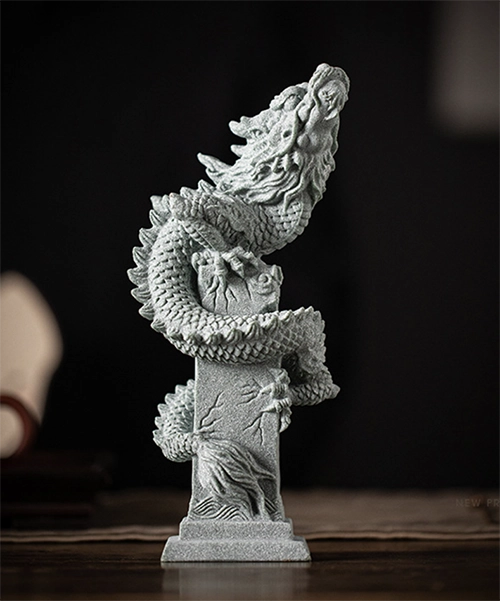 Dragon Column Sand Stone Ornament - Image 2