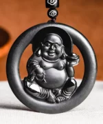 Smile Buddha Round Natural Jade Pendant