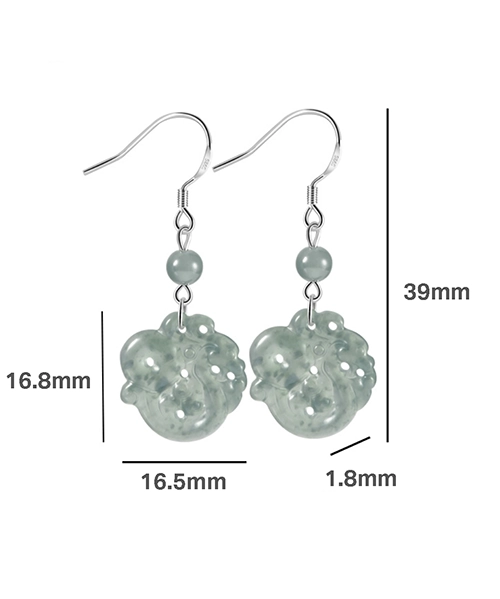 S925 Dragon Natural Jade Earrings - Image 6