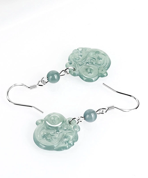 S925 Dragon Natural Jade Earrings - Image 5