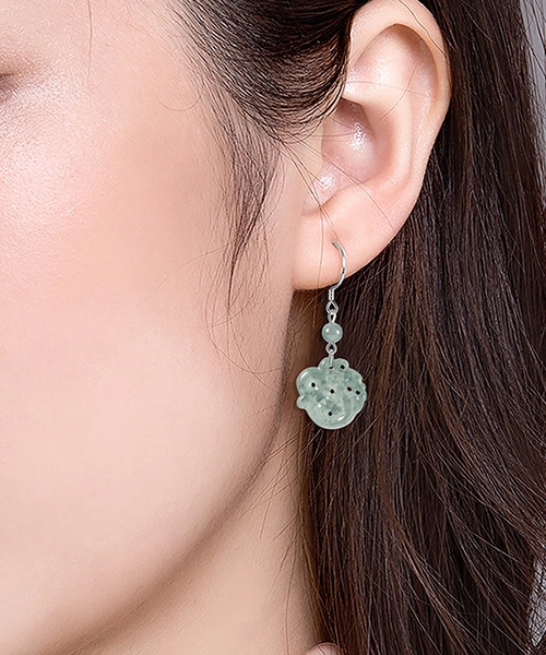 S925 Dragon Natural Jade Earrings - Image 2