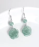 S925 Rose Natural Jade Earrings