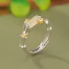 Bamboo S925 Natural Jade Open Ring