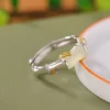 Bamboo S925 Natural Jade Open Ring