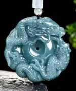 Dragon Round Natural Jade Pendant