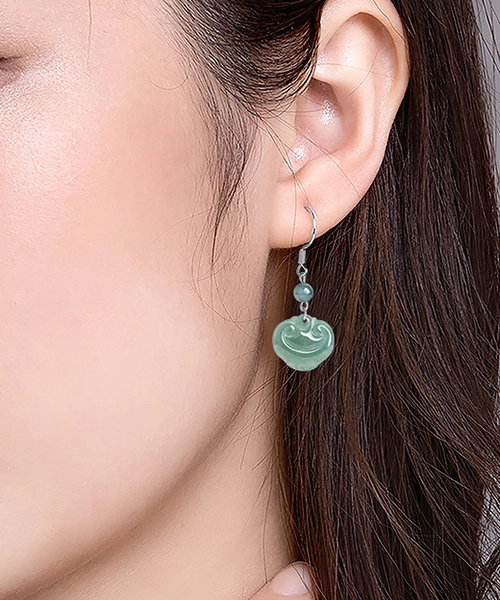 S925 Ruyi Natural Jade Earrings - Image 6