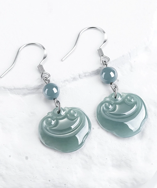 S925 Ruyi Natural Jade Earrings