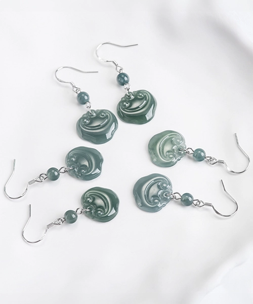 S925 Ruyi Natural Jade Earrings - Image 7