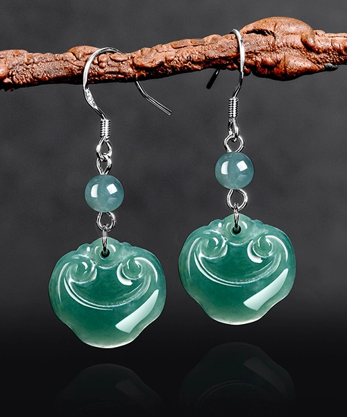 S925 Ruyi Natural Jade Earrings - Image 9