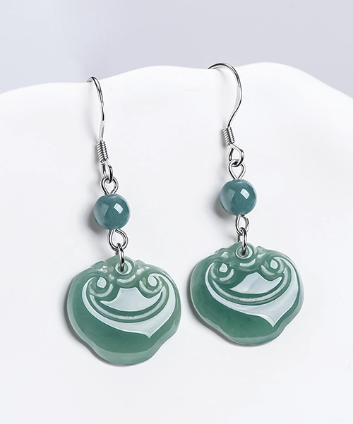 S925 Ruyi Natural Jade Earrings