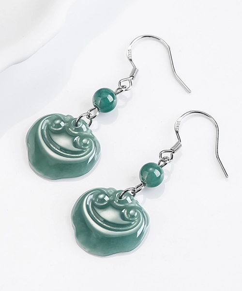 S925 Ruyi Natural Jade Earrings - Image 5