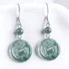 S925 Deer Round Natural Jade Earrings