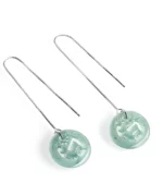S925 Deer Round Natural Jade Earrings