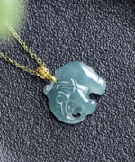 18K Elephant Natural Jade Pendant