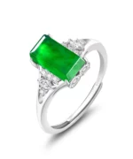 Cabochon S925 Natural Jade Open Ring