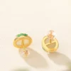 Vintage Lotus S925 Natural Jade Earrings