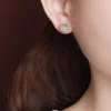 Vintage Lotus S925 Natural Jade Earrings