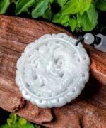Dragon Natural Jade Round Pendant