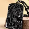 Scenery Black Natural Jade Pendant