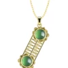 Vintage Abacus Green Agate Copper Pendant