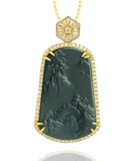 Scenery Natural Jade Copper Pendant