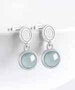 S925 Natural Jade Cabochon Earrings