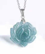 S925 Lotus Natural Jade Pendant