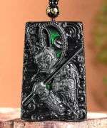 Monkey King Black Natural Jade Pendant
