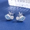 S925 Starfish Shell Enamel Earrings