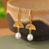 S925 Folding Fan Pearl Earrings