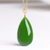 18K Gold Waterdrops Natural Jade Pendant