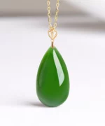 18K Gold Waterdrops Natural Jade Pendant