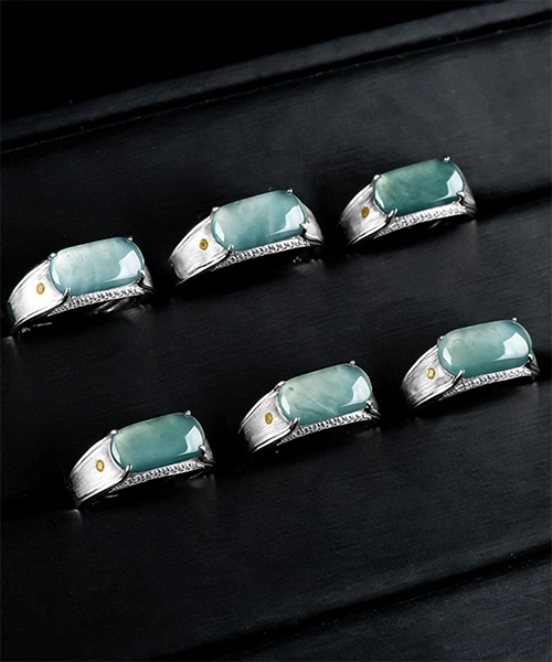 Fashion S925 Natural Jade Open Ring - Image 6